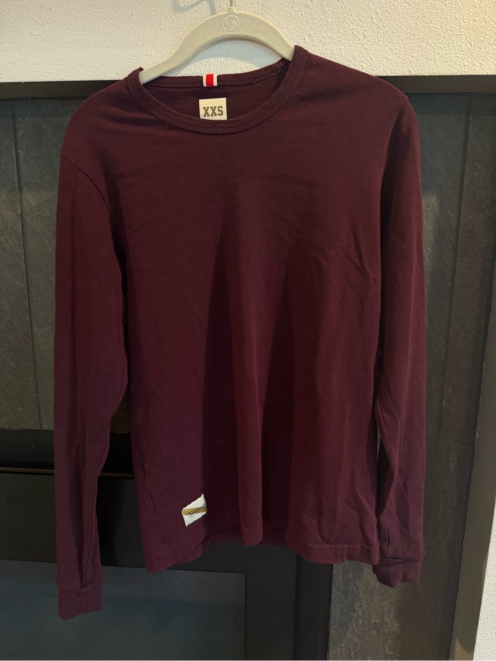 Tracksmith heavyweight Long Sleeve Tee in Deep Burgundy